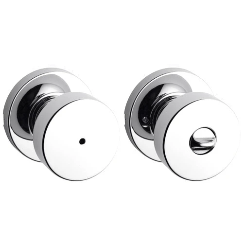 Kwikset Pismo Interior Privacy Door Knob with Lock, Door Handle For Bathroom and Bedroom, Polished Chrome Keyless Turn Lock Doorknob