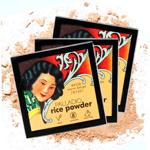 Palladio Rice Powder, Loose Setting Powder, Absorbs Oil, Leaves Face Looking and Feeling Smooth, Helps Makeup Last Longer For a Flawless, Fresh Look, Warm Beige, Pack of 3