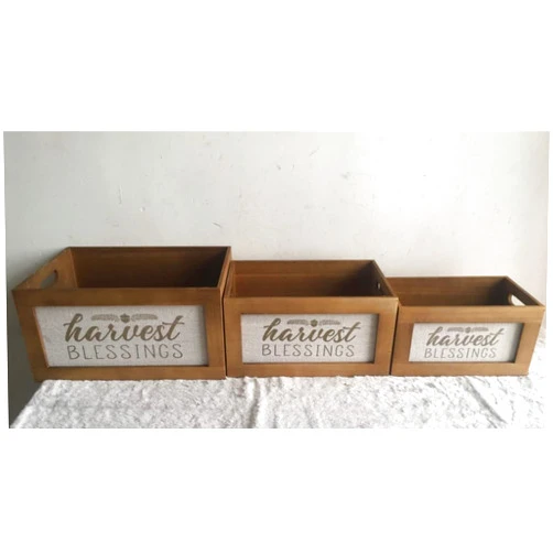 Mr. MJs Trading AI-2265-628 Brown with Handles Harvest Blessings Crates, Set of 3
