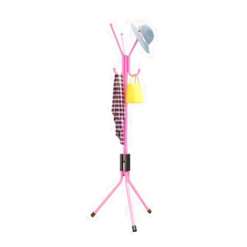 SLOFL Coat Rack Metal Coat Rack Tree Easy Assembly Coat Shelf Clothes Coat Stand Hanger Hallstand Hat For Bedroom Living Room Balcony Coat Tree (Color : Pink)
