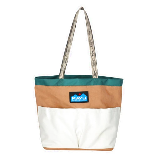 KAVU Twin Falls Tote Shoulder Strap Canvas Color Block Bag
