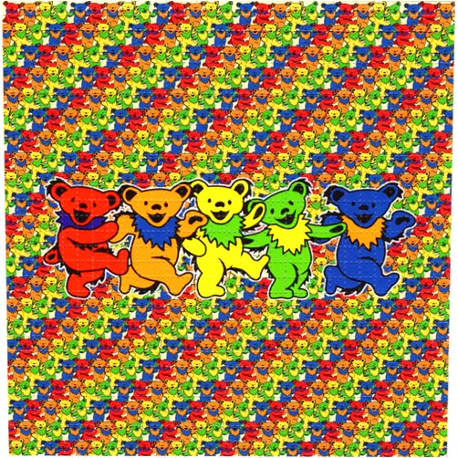 Handmade Dead Marching Family Jerry Bears Classic Dance Art Paper print 60's psychedelia tabs rave festival sheet page tab