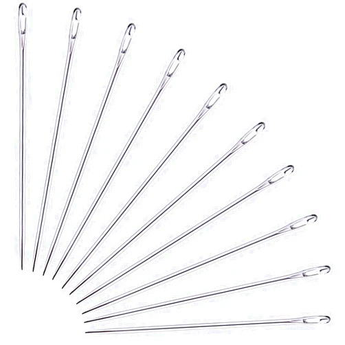 UAGFS Set of 10 Long Needles (73 mm / 2.9 inch) with Large Eye, Good for Sewing, Leather Works, Yarn etc.