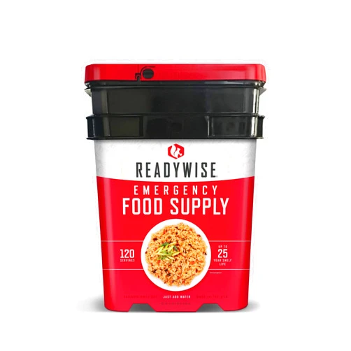 ReadyWise Emergency Food Supply, Freeze-Dried Survival-Food Disaster Kit for Hurricane Preparedness, Camping Food, Prepper Supplies, Emergency Supplies, Lunch and Dinner Bucket, 120 Servings 120 Servings Entree