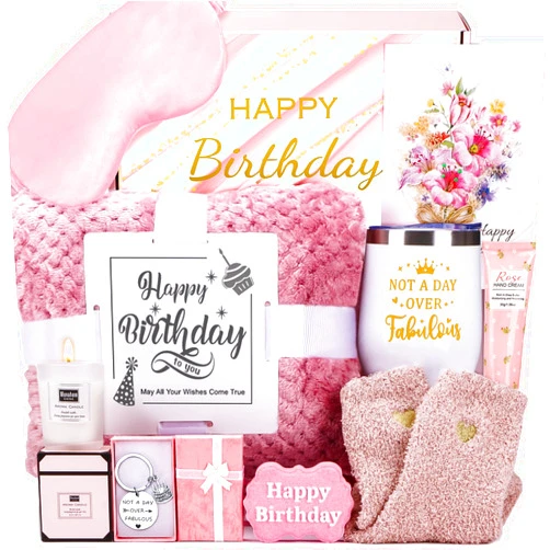 BaiCai Birthday Gifts for Women, Happy Birthday Gifts for Her, Mom, Sister, Best Friend, Girlfriend, Coworker, Wife Bday Gift Ideas, Unique Relaxing Spa Birthday Gift Basket for Women Care Package w/Blanket