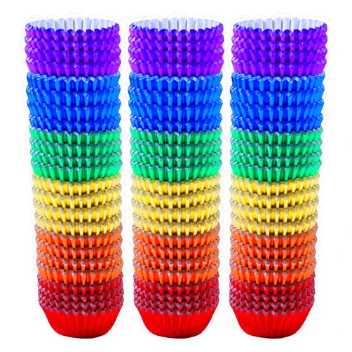 Elcoho 600 Pieces 1.25 Inch Mini Foil Metallic Cupcake Liners Muffin Paper Cases Baking Cups, 6 colors