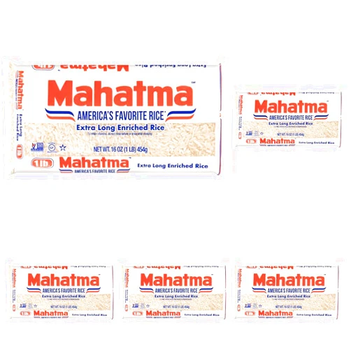 Mahatma Enriched Extra Long Grain White Rice, Gluten Free, Non-GMO, 1 lb Bag (Pack of 5)