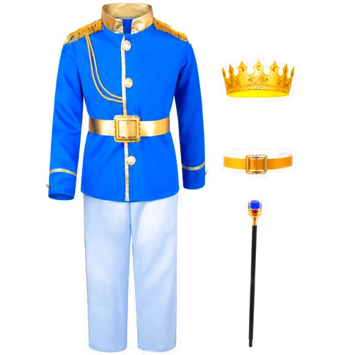 TOGROP Prince Charming Costume for Kids Boys Royal Prince King Outfit Party Cosplay 4-13 Years