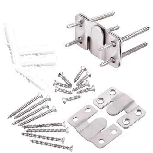 YOROZUCERY Furniture Flush Mount Bracket, Headboard Wall Mount Hardware, Large Picture and Mural Painting Hangers, Mirror Clips, Stainless Steel Mount Brackets Connectors 2 Sets (Large)