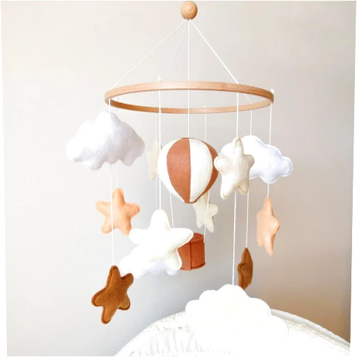 Goukurlsma Neutral Hot Air Balloon Mobile for Crib Boho Baby Crib Mobile for Girls Boys Stars & Clouds Hot Air Balloon Baby Mobile for Crib