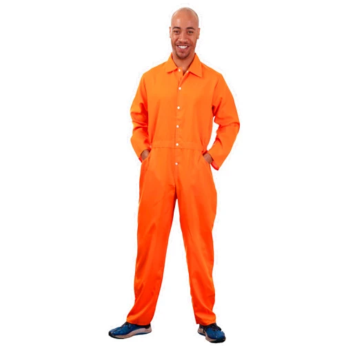 Ann Arbor T-shirt Co. Prisoner Jumpsuit | Orange Prison Inmate Halloween Costume Unisex Jail Criminal