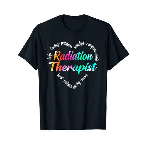 Funny Radiation Therapist CF0 Radiation Therapist Heart Word Cloud Watercolor Rainbow T-Shirt