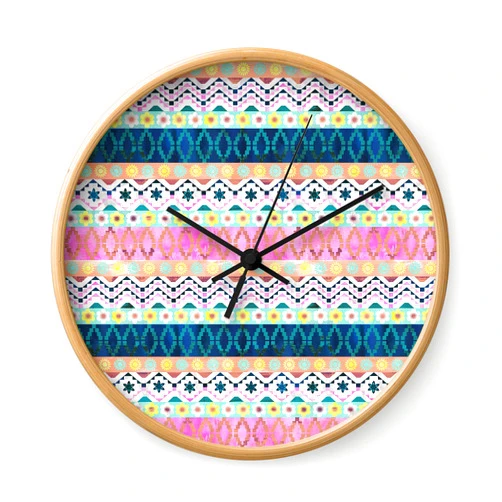Deny Designs Schatzi Brown Wall Clock, Natural Frame, Black Hands, Aviana Boho Str