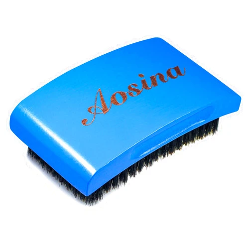 Aosina Hair Brush for Men,Medium Curved Palm Wave Brush 360 Waves Brush Made With Pure Black Boar Bristle(Blue)