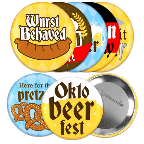 Big Dot of Happiness Oktoberfest - 3 inch German Beer Festival Badge - Pinback Buttons - Set of 8