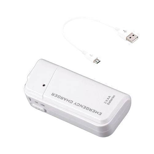 Success4Sport Portable AA Battery Travel Charger for Panasonic Toughpad A1 and Emergency Re-Charger with LED Light! (Takes 2 AA Batteries) [White]