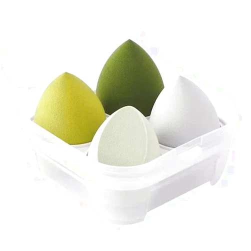 HipGirl Introduction Price! 4ct Makeup Sponge Set, Foundation Beauty Blender Sponge Puffs for Liquid, Cream and Powder, Makeup Sponges for Blending(Esponjas Para Maquillaje)in Sponge Holder Organizer-Green 4ct Makeup Sponge, Green