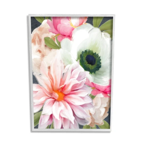 Stupell Industries Beautiful Floral Closeup Peony Dahlia Pink Blossoms Painting,Design by Heidi Kuntz