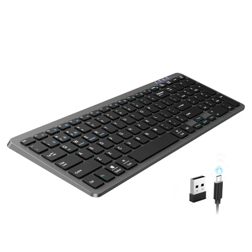 TECKNET Rechargeable Bluetooth Slim Wireless Keyboards - USB+BT Compact Keyboard with Number Pad, Multi Devices Easy Switch, Low Profile Flat Keyboards for Laptop, Computer, MacBook, Mac, Windows