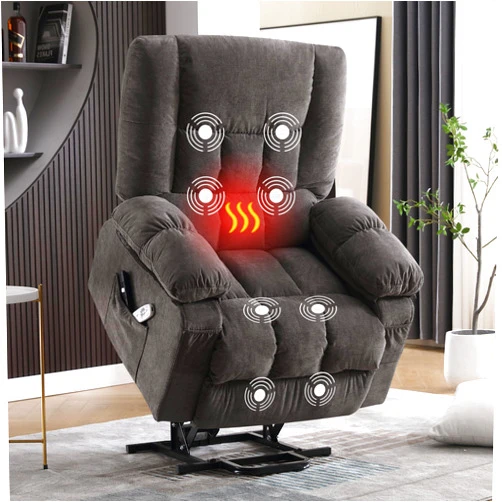 MAHOMICO Power Lift Recliner Chair for Elderly with Vibration Massage and Lumbar Heating, Electric Lift Recliner Single Sofa with Side Pocket and USB Charge Port for Living Room