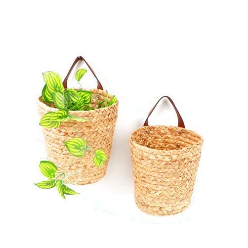 YRMTKIHE YRMT Water Hyacinth Hanging Storage Baskets 2 Pack Woven Wall Hanging Baskets for Organizing Flower Plants Boho Decor 7