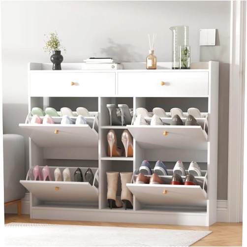 DEYAOPUPU Shoe Cabinet for Entryway,Shoe Rack Storage Organizer with Drawers,Freestanding Modern Shoe Storage Cabinet,White