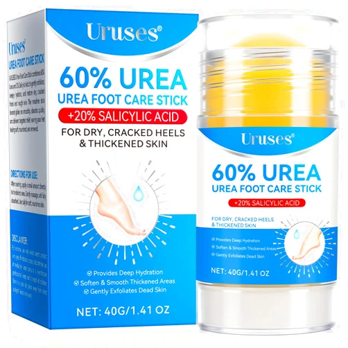 Uruses Urea Cream 60% plus Salicylic Acid 2% Urea Foot Care Stick, Foot Cream for Foot Callus Remover, Feet Moisturizer Stick for Dry Cracked Heels, Hands, Knees, Hydrating Heel Balm, Easy To Use