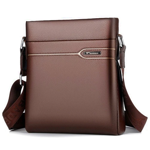 PAHVRION Men's Leather Shoulder Bag, Men Purse Messenger Bag Business Shoulder Bag Crossbody briefcase Bag Brown
