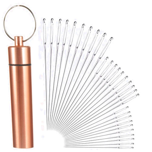 yklbpd 30 large-eye sewing needles, sharp sewing needles,embroidery needles, with an aluminum needle storage case.