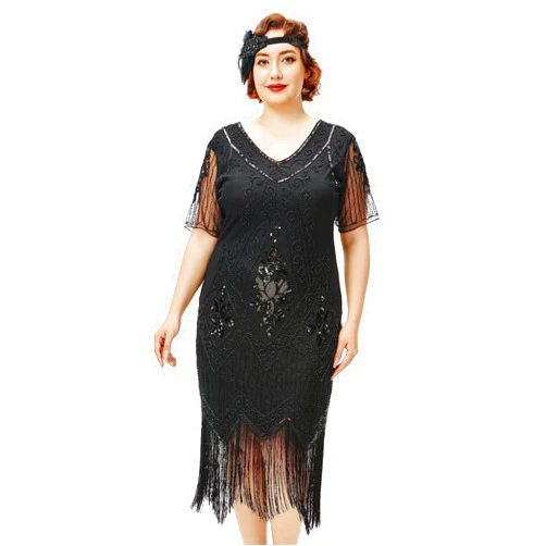 BABEYOND Great Gatsby Dresses for Women Plus Size Cocktail Dress 1920s Flapper Costume for Women