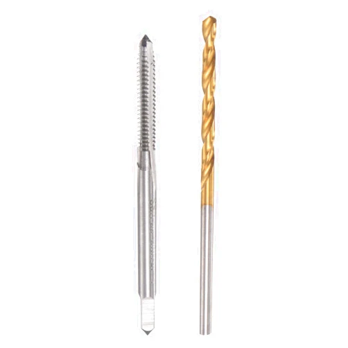 uxcell 4-40 UNC Straight Flute Thread Tap and 2.3mm Twist Drill Bit Set, Titanium Plated 6542 High Speed Steel Drilling Bit Machine Threading Tap