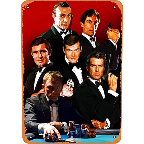 LKXUXUMYN Metal Tin Sign 8 X 12 Inch - James bond no time to die Movie - Poster Metal Plaque Cafe, Bar, Home Wall Decor