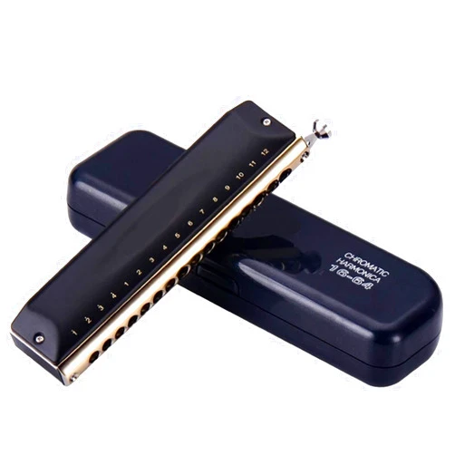 Nologo SUOFEILAIMU Chromatic Harmonica 16 Holes 64 Tone Mouth Organ Instrumentos Key C Professional Musical Instruments Harp (Color : Black ABS Comb Key C)