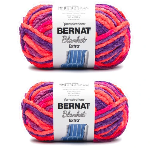 Bernat Blanket Extra Plum Brights Yarn - 2 Pack of 300g/10.5oz - Polyester - 7 Jumbo - 97 Yards - Knitting/Crochet