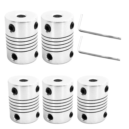AFUNTA 5 Pcs Flexible Couplings 5mm to 8mm Compatible with NEMA 17 Stepper Motors, Used in Small CNC Machines & 3D Printer Prusa i3 or ORD Bot with 2 Pcs Allen Wrench