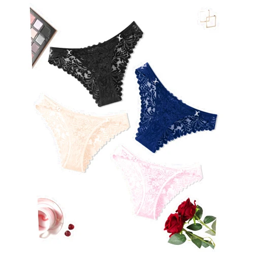 Avidlove Sexy Underwear for Women Lace Bikini Panties Low Rise Tangas Cheeky Underpants