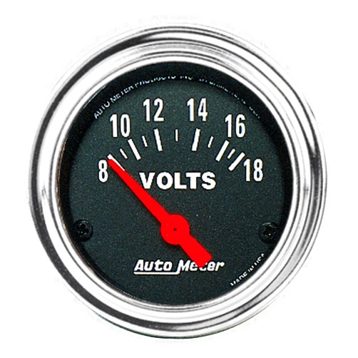 AUTO METER 2592 Traditional Chrome Electric Voltmeter Gauge 2.3125 in.