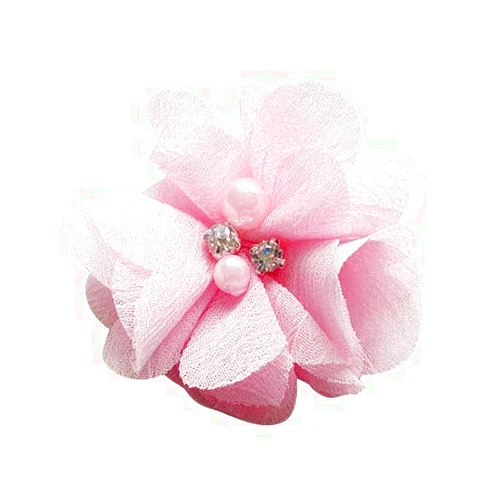 Chenkou Craft Pack of 12pcs Chiffon Flowers Ribbon Bows W/Beads 2-3/8