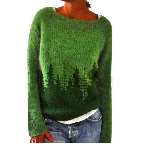 Zaswen Vintage Fair Isle Argyle Knit Pullover Sweaters for Women Oversized Crewneck Long Sleeve Boho Graphic Sweater Tops