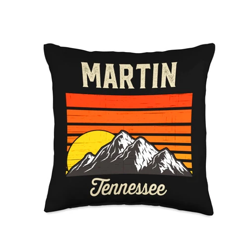 Tennessee American Retro Vintage USA Apparel Co. Martin Tennessee Retro City State USA Souvenir Throw Pillow