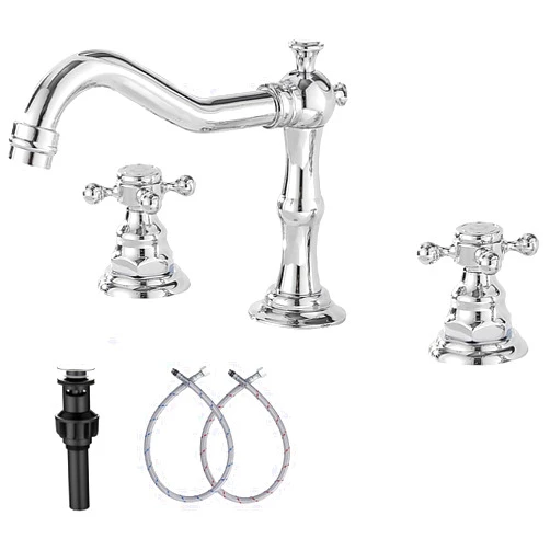 GGStudy Two Handles 3 Holes 8-16 inch Widespread Bathroom Sink Faucet Chrome Basin Mixer Tap