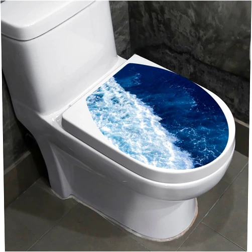 Winhappyhome Toilet Seat Cover Sticker Toilet Lid Decal Bathroom Decorative Stickers (Ocean Waves)