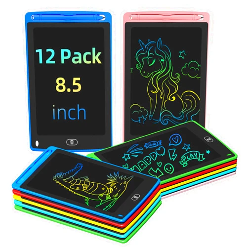 TQU 12 Pack LCD Writing Tablet for Kids, 8.5 Inch Colorful Doodle Board Drawing Tablet, Erasable Doodle Pad for Toddlers, Educational Learning Toys Birthday Gifts for Boys Girls Age 3 4 5 6 7 8
