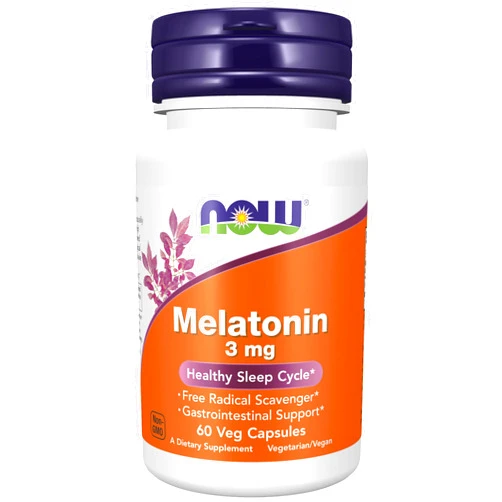 NOW Foods Supplements, Melatonin 3 mg, Free Radical Scavenger*, Healthy Sleep Cycle*, 60 Veg Capsules
