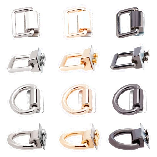 WADORN 12 Pack Purse Suspension Clasp, 2 Sizes Multi-Purpose D-Ring Metal Buckle with Screws Purse Strap Connectors Hardware Bags Ring for DIY Leather Craft Backpack Making, Inner Width: 0.66