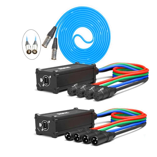 LyxPro Pair of Audio Snake 4-Channel XLR 3 Pin XLR to RJ45 Ethercon 25 Feet CAT6 Shielded Ethercon RJ45 for Audio, Sound and Lighting Cable