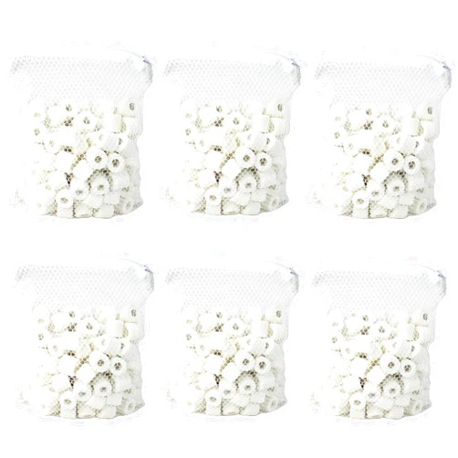 AQUANEAT Bio Ceramic Rings 6 lbs Aquarium Sump Filter Media Fish Tank Koi Pond Canister Filter Media in 6 Free Mesh Bags