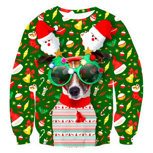 Lovekider Women Men Ugly Christmas Sweater Novelty 3D Graphic Long Sleeve Unisex Xmas Sweatshirt Size S-3XL