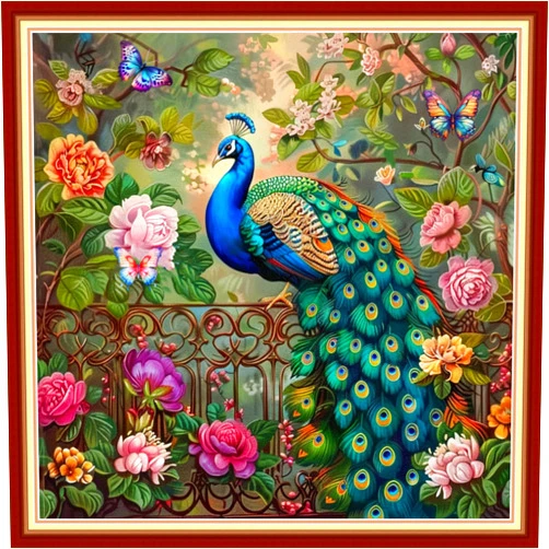 Magxvouy Cross Stitch Kits Stamped Full Range of Embroidery Kits,Cross Stitch Patterns Needlework Kits for Beginners 11CT Printed Kits&Peacock Butterfly 18x18 inch