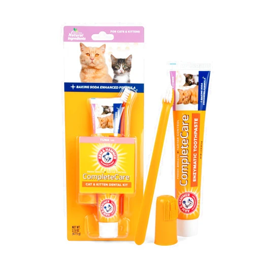 Arm & Hammer for Pets Complete Care Cat & Kitten Dental Kit | Includes 2.5 oz Tuna Flavor Enzymatic Cat Toothpaste, Cat Toothbrush, and Rubber Finger Brush for Cats